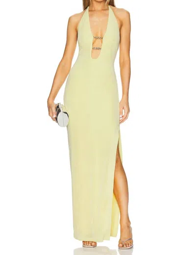 MISHA YESENIA SLINKY MAXI DRESS IN PASTEL YELLOW