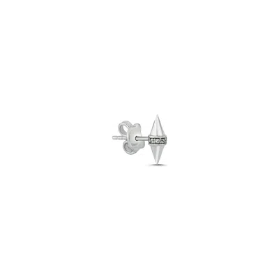 Mishka Men's White / Silver Rocket Bicone Silver Mono Earring
