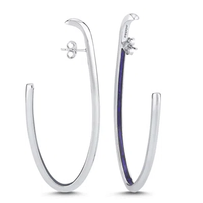 Mishka Women's Blue / Silver Flow Hoop Earrings With Blue Enamel
