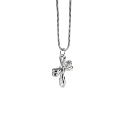 Mishka Women's Bond Silver Bow Charm Necklace