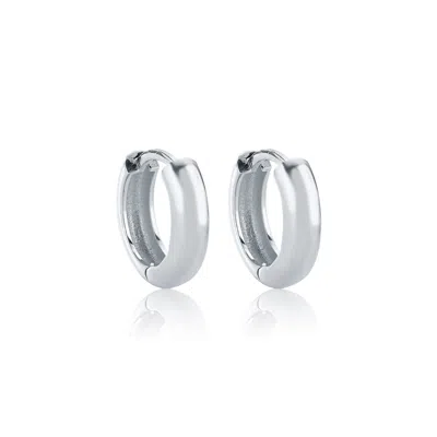 Mishka Women's Circle Hoop Huggie Earrings Silver