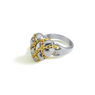 Mishka Women's Gold / Silver Chained Love Ring Silver And Gold In Multi