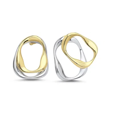 Mishka Women's Gold / Silver Double Wave Silver & Gold Bicolor Jacket Earrings