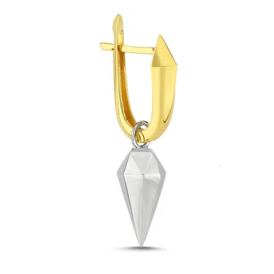 Mishka Women's Gold / Silver Urban Wilds Silver Pendant Mono Earring With Gold Hoop In Multi