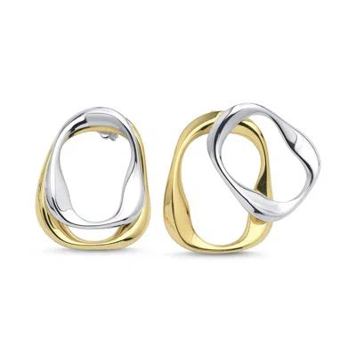 Mishka Women's Gold / Silver Wave Double Hoop Earrings Gold And Silver In Multi