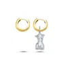 Mishka Women's My Girl Huggie Earrings Silver Pendant With Gold Hoop In Silver