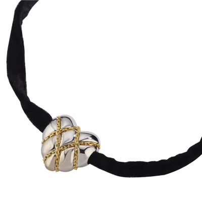 Mishka Women's Silver / Gold / Black Velvet Love Necklace Silver In Multi