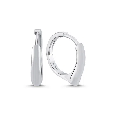 Mishka Women's Silver Simple Edge Angular Hoop Earrings