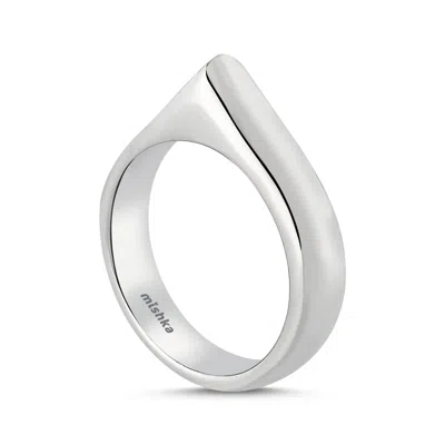 Mishka Women's Simple Edge Angular Silver Ring