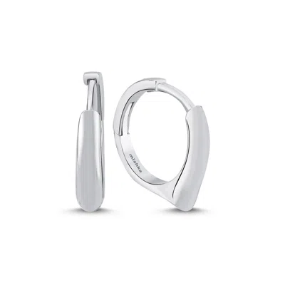 Mishka Women's Simple Edge Hoop Earrings Silver
