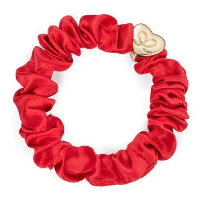 Mishky Jewellery Gold Heart Silk Scrunchie In Red