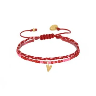 Mishky Jewellery Summer Love Adjustable Double Bracelet In Red