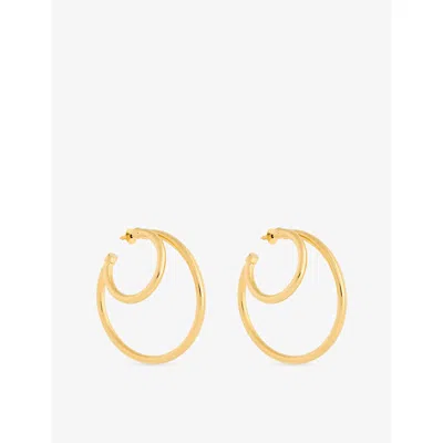 Misho Womens Double Orbit 24-ct Yellow Gold Plated Bronze Hoops