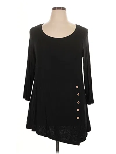 Pre-owned Misia 3/4 Sleeve Top Black Scoop Neck Tops