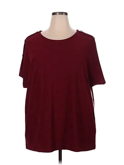 Pre-owned Misia Short Sleeve Top Burgundy Crew Neck Tops