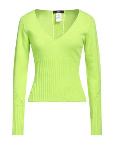 Mis.n Mis. N Woman Sweater Acid Green Size 8 Merino Wool, Cashmere