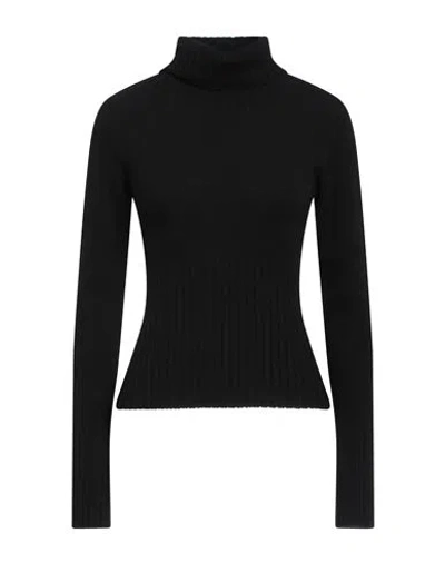 Mis.n Mis. N Woman Turtleneck Black Size 4 Merino Wool, Cashmere