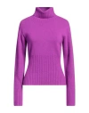 Mis.n Mis. N Woman Turtleneck Mauve Size 8 Merino Wool, Cashmere In Purple