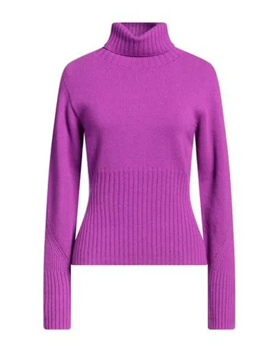 Mis.n Mis. N Woman Turtleneck Mauve Size 8 Merino Wool, Cashmere In Purple