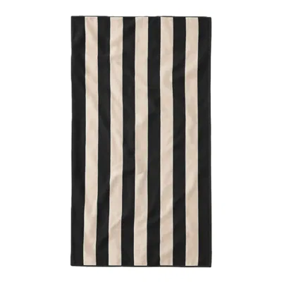 Misona Black / Neutrals Extra Large Organic Cotton Striped Beach Towel - Black & Natural