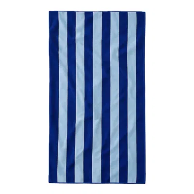Misona Extra Large Organic Cotton Striped Beach Towel - Navy & Sky Blue