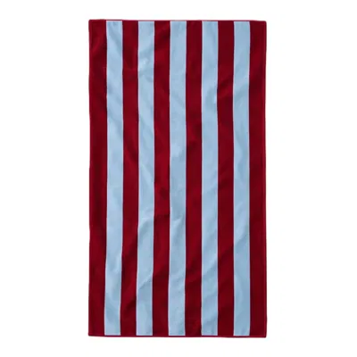 Misona Red / Blue Extra Large Organic Cotton Striped Beach Towel - Burgundy & Sky Blue In Multi