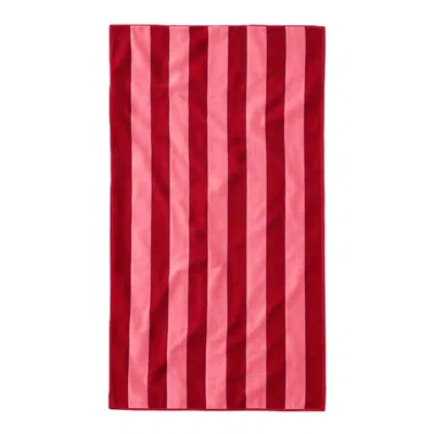 Misona Red / Pink Extra Large Organic Cotton Striped Beach Towel - Red & Pink In Multi