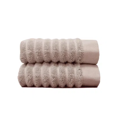 Misona Silver Organic Cotton Hand Towel Set - Light Grey In Pink