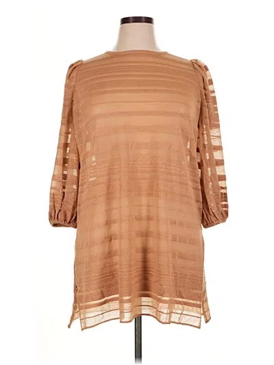 Pre-owned Misook 3/4 Sleeve Blouse In Brown