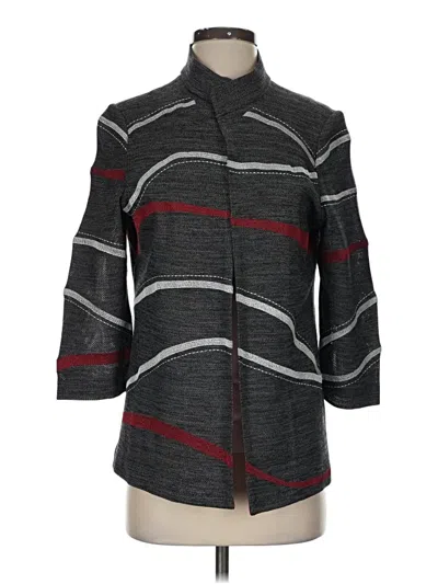 Pre-owned Misook 3/4 Sleeve Button Down Shirt In Gray