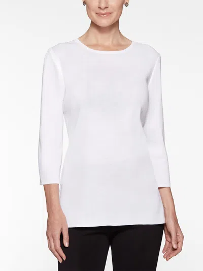 Misook 3/4 Sleeve Knit Tunic, White