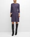 Misook Metallic Accent Tweed Knit Shift Dress In Plum Royale/black/new Ivory