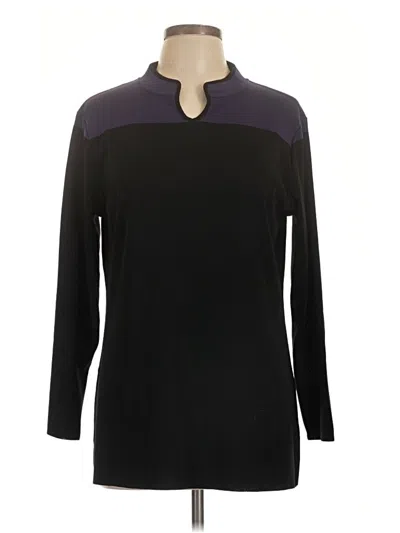 Pre-owned Misook 3/4 Sleeve Top Black Mock Neckline Tops