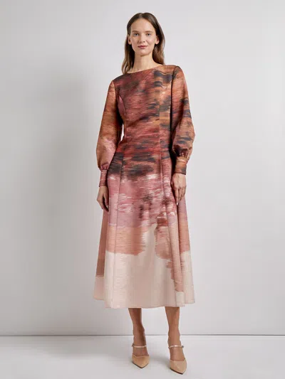 Misook A-line Abstract Woven Maxi Dress - Modern Fit In Multi