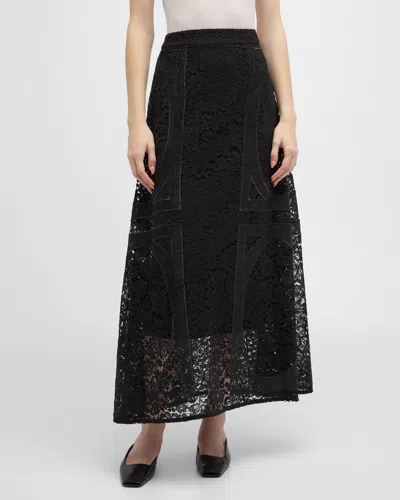MISOOK A-LINE FLORAL LACE MAXI SKIRT