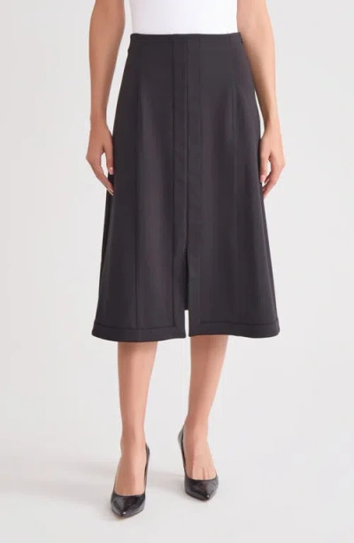 Misook A-line Luxestretch Ponte Midi Skirt In Black