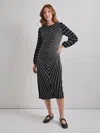 Misook A-line Melange Striped Soft Knit Midi Dress In Multi