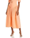 Misook Godet Pleated Maxi Skirt In Peach Blossom