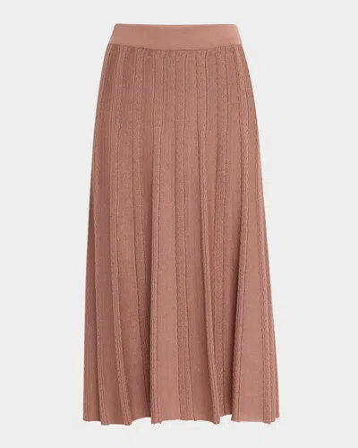 Misook A-line Textured Knit Midi Skirt In Brown