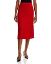 Misook A-line Tonal Patterned Knit Midi Skirt In Rouge