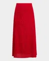Misook A-line Tonal Patterned Knit Midi Skirt In Rouge