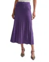 Misook Tonal Space Rib Knit A-line Skirt In Plum Royal