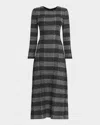Misook Heritage Fit Tweed Knit Maxi Dress In Black/white
