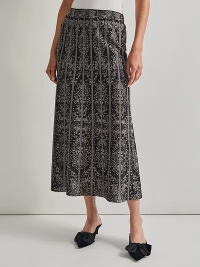 Misook A-line Two-tone Jacquard Knit Maxi Skirt In Black/mink