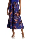 Misook A-line Printed Woven Maxi Skirt In Blue