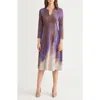 Misook Abstract Jacquard A-line Knit Midi Dress In Purple