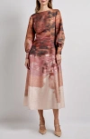 Misook A Line Maxi Dress In Rose Bud/multi