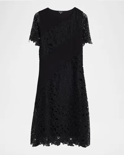 Misook A-line Floral Lace Midi Dress In Gold