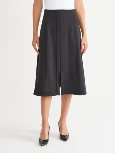 Misook A-line Luxestretch Ponte Midi Skirt In Black
