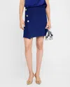 Misook Asymmetric Boucle Knit Mini Skirt In Starry Night Blue
